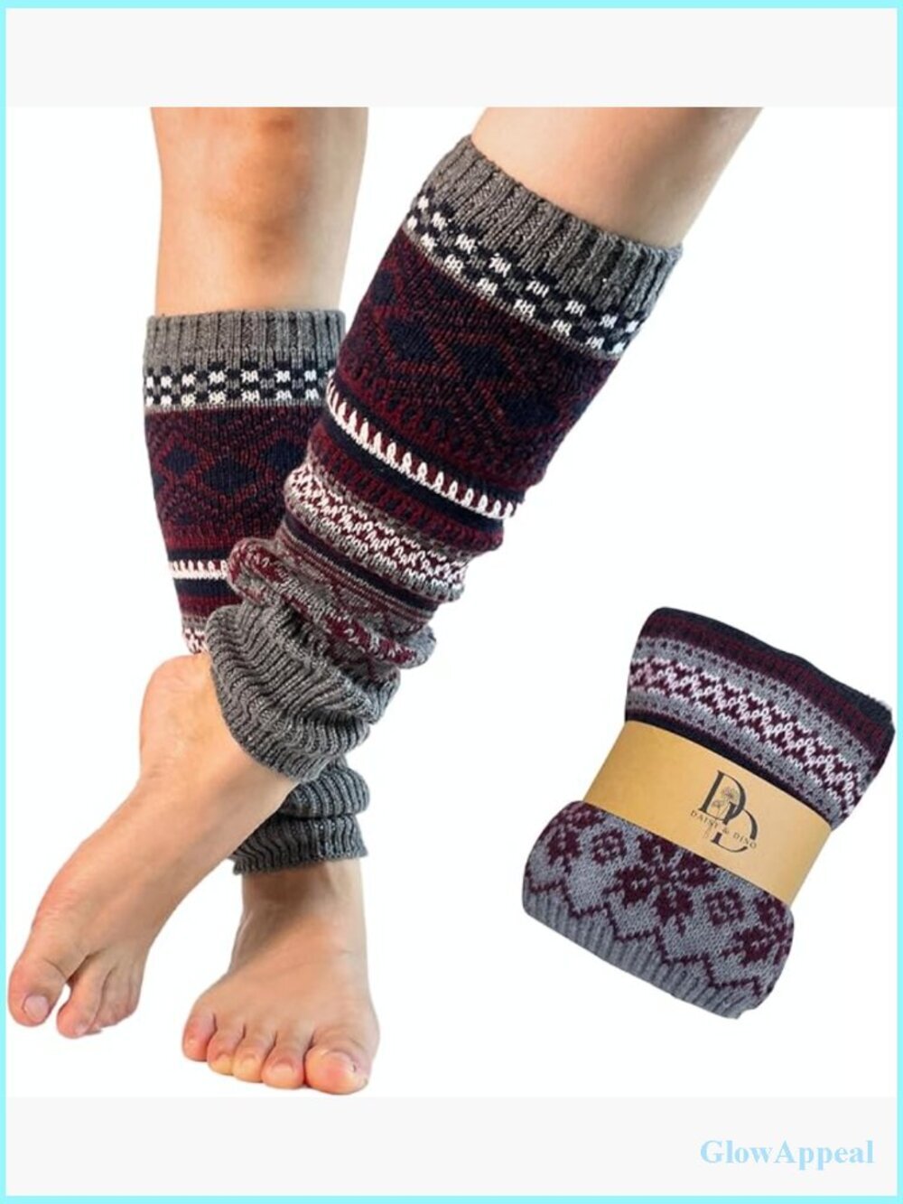 Wool Blended Knee High Leg Warmers Boot Cuffs Festive Winter